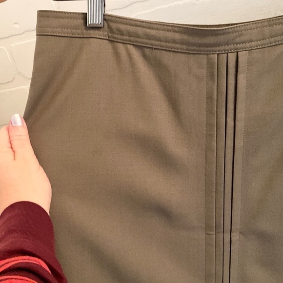 Club Monaco Skirt Column Pleated Tan Beige Olive Green Wool blend Lined Sz 4 - Picture 7 of 16